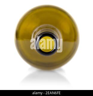 White wine bottles isolated against a white background Stock Photo