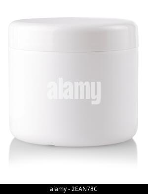 jar or blank packaging for cosmetic product with cap isolated in white Stock Photo