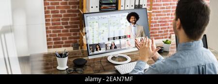 Video Conference Business Meeting Applause Stock Photo
