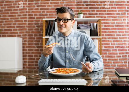 Virtual Office Lunch Break Stock Photo