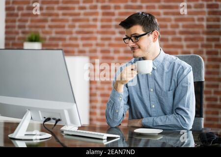 Virtual Coffee Break Online Stock Photo