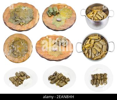 collection of Dolma cooking isolated on white Stock Photo