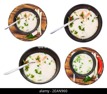 set of sour and spicy soup Tom yam isolated Stock Photo