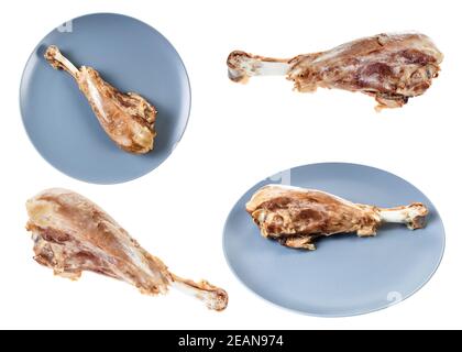 set of boiled turkey legs isolated on white Stock Photo