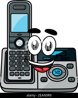 Cordless phone in cartoon style, suitable for communication and technology design Stock Vector