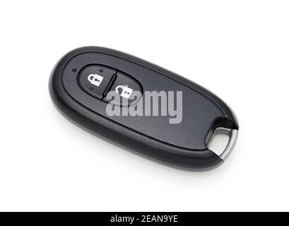 Car vehicle modern black key remote control have front button and back, isolated on white background Stock Photo