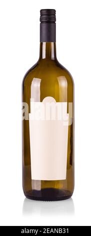 empty wine bottle with cork isolated. Stock Photo