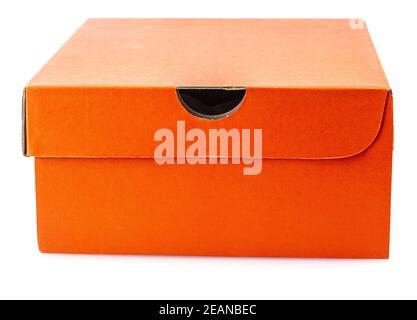 Red shoes box isolated on white background. Stock Photo
