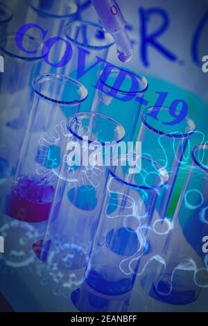 colorful test tubes and flasks in the laboratory Stock Photo - Alamy