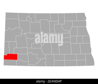 Map of Slope in North Dakota Stock Photo