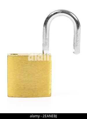 Open padlock isolated on white background Stock Photo