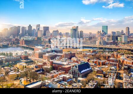 The skyline of Boston in Massachusetts, USA Stock Photo