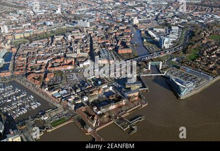 aerial view of Hull city centre Stock Photo