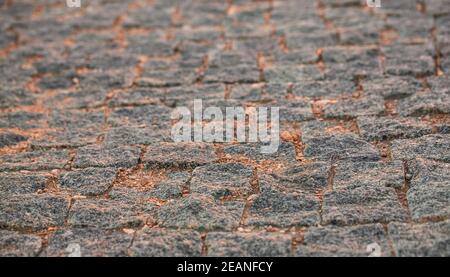 fragment cobblestones the old town. Selective focus Stock Photo