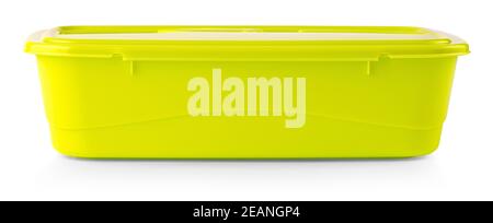 green Plastic food container on white background Stock Photo