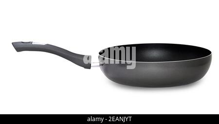 black fry pan over white background Stock Photo