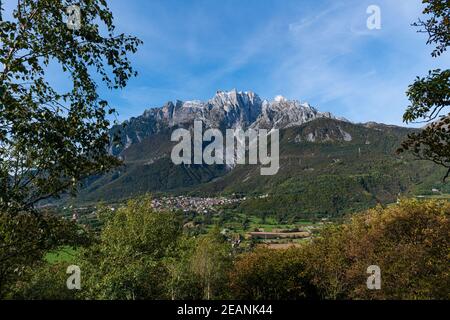 View over the mountains, Rock Engravings National Park of Naquane, UNESCO World Heritage Site, Valcamonica, Italy, Europe