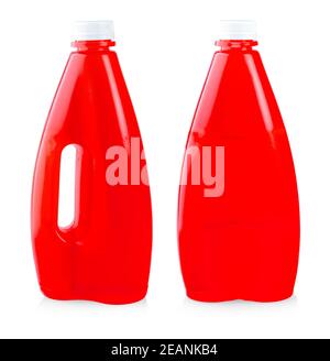 The red juice in plastic bottle isolated on white background Stock Photo