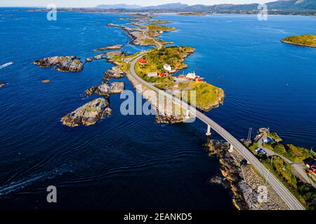Aerial of the Atlantic Ocean Road, More og Romsdal county, Norway, Scandinavia, Europe Stock Photo