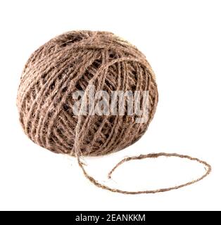 The Skein of jute twine isolated on the white background Stock Photo