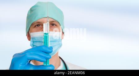 Coronavirus Vaccine Corona Virus syringe doctor COVID-19 Covid copyspace copy space Stock Photo