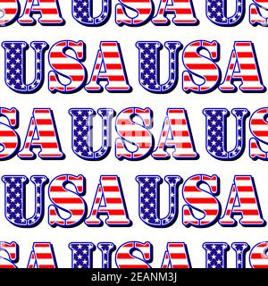 USA sign or symbol seamless pattern with stripes and stars for patriotic wallpaper and fabric design Stock Vector