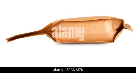 The Brown craft paper bag packaging template isolated Stock Photo