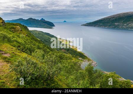 Rugged coastline along the Kystriksveien Coastal Road, Norway, Scandinavia, Europe Stock Photo