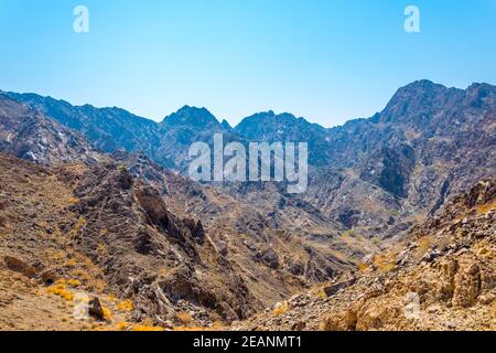 Nature in Oman surrounding the famous c38 hiking trail in Muttrah, Muscat, Oman. Stock Photo