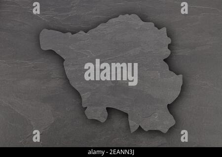 Map of Saarland on dark slate Stock Photo