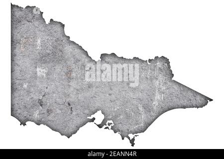 Map of Victoria on weathered concrete Stock Photo