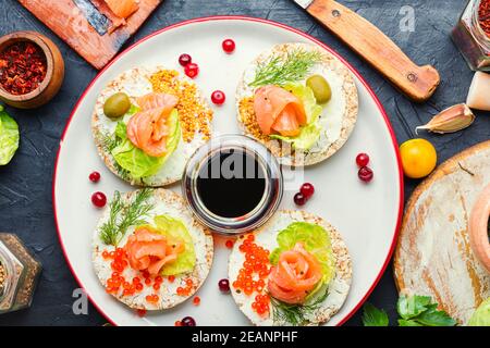 Canapes with smoked salmon Stock Photo