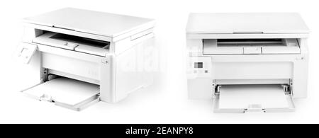 Modern white printer isolated on white Stock Photo