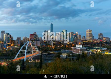 Edmonton Skyline and the North Saskatchewan River, Edmonton, Alberta, Canada, North America Stock Photo