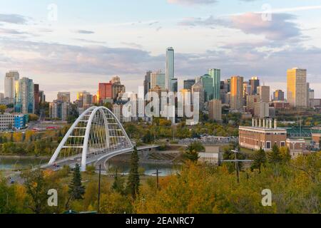 Edmonton Skyline and the North Saskatchewan River, Edmonton, Alberta, Canada, North America Stock Photo