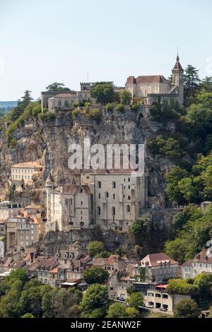 Pilgrimage town of Rocamadour, Episcopal city and sanctuary of the Blessed Virgin Mary, Lot, Midi-Pyrenees, France Stock Photo