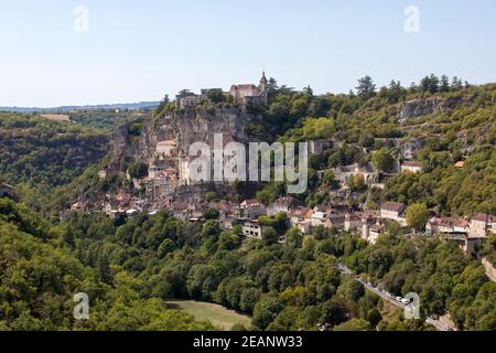 Pilgrimage town of Rocamadour, Episcopal city and sanctuary of the Blessed Virgin Mary, Lot, Midi-Pyrenees, France Stock Photo