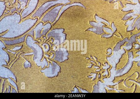 Classic Wallpaper Seamless Vintage Flower Pattern on Yellow Background Stock Photo