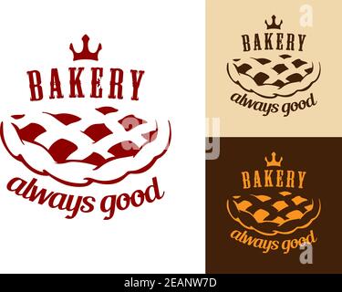 Always good bakery food symbol with apple pie and crow for bakery shop or dessert design Stock Vector