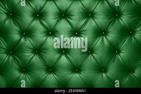 Green leather capitone background texture Stock Photo
