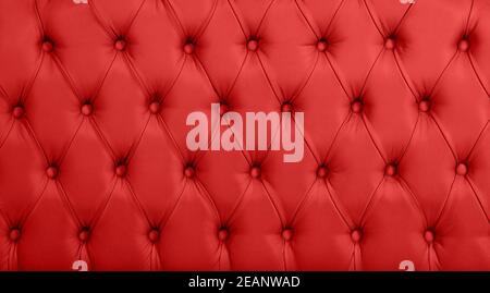 Red leather capitone background texture Stock Photo