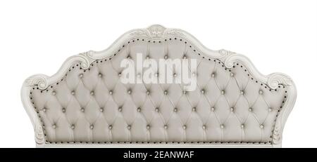 Grey leather bed headboard isolated on white Stock Photo