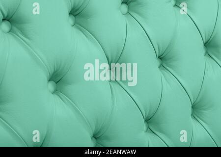 Teal leather capitone background texture Stock Photo