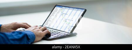 Gantt Chart Agenda Planner Report Software Stock Photo