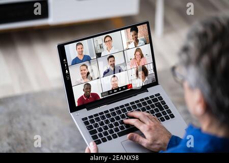 Online Business Video Conference Stock Photo