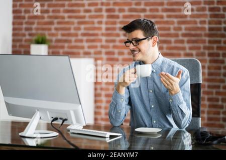 Virtual Coffee Break Online Stock Photo