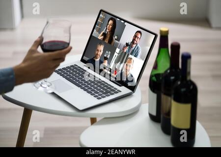 Virtual Wine Tasting Event Party Stock Photo