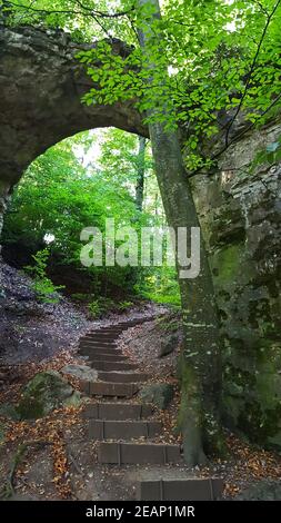 The rock gate is a sight of Emmendorf near Kinding Stock Photo