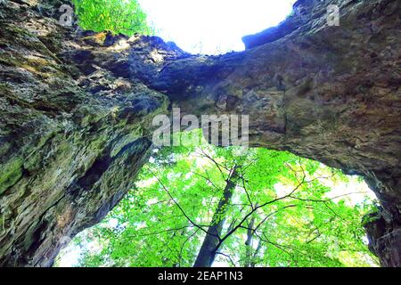 The rock gate is a sight of Emmendorf near Kinding Stock Photo