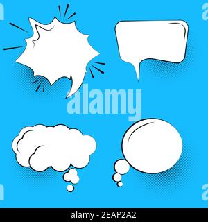 Comic Speech Bubble Set on blue background. EPS 10 Stock Vector